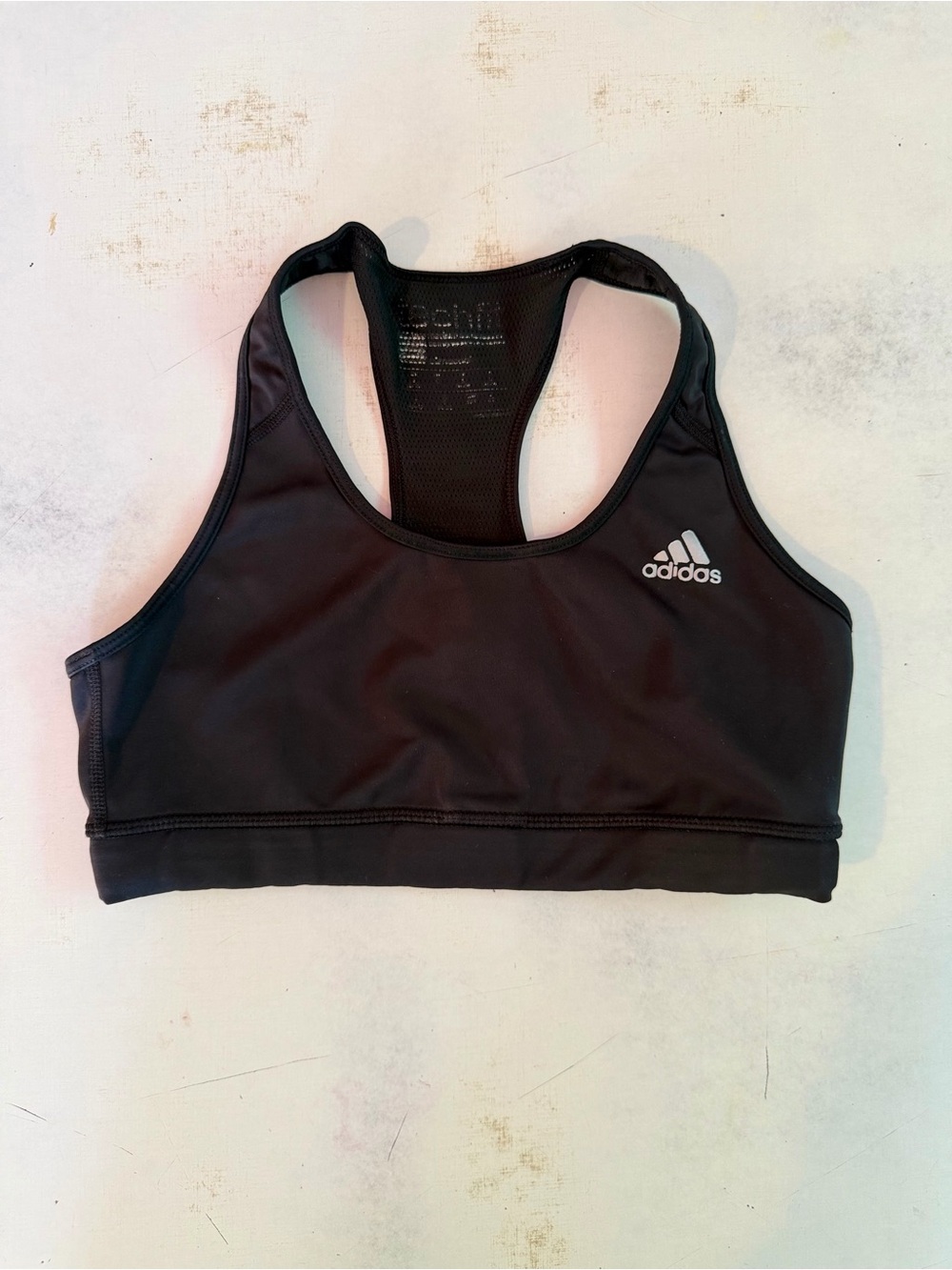 adidas Black Racerback Sports Bra with White Logo